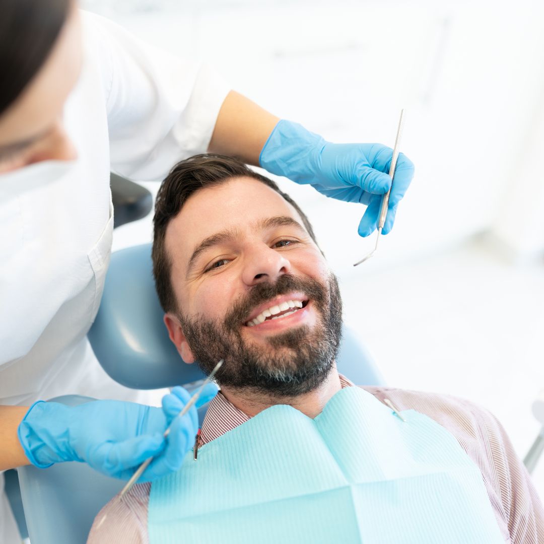 Patient relaxing during a dental check-up
